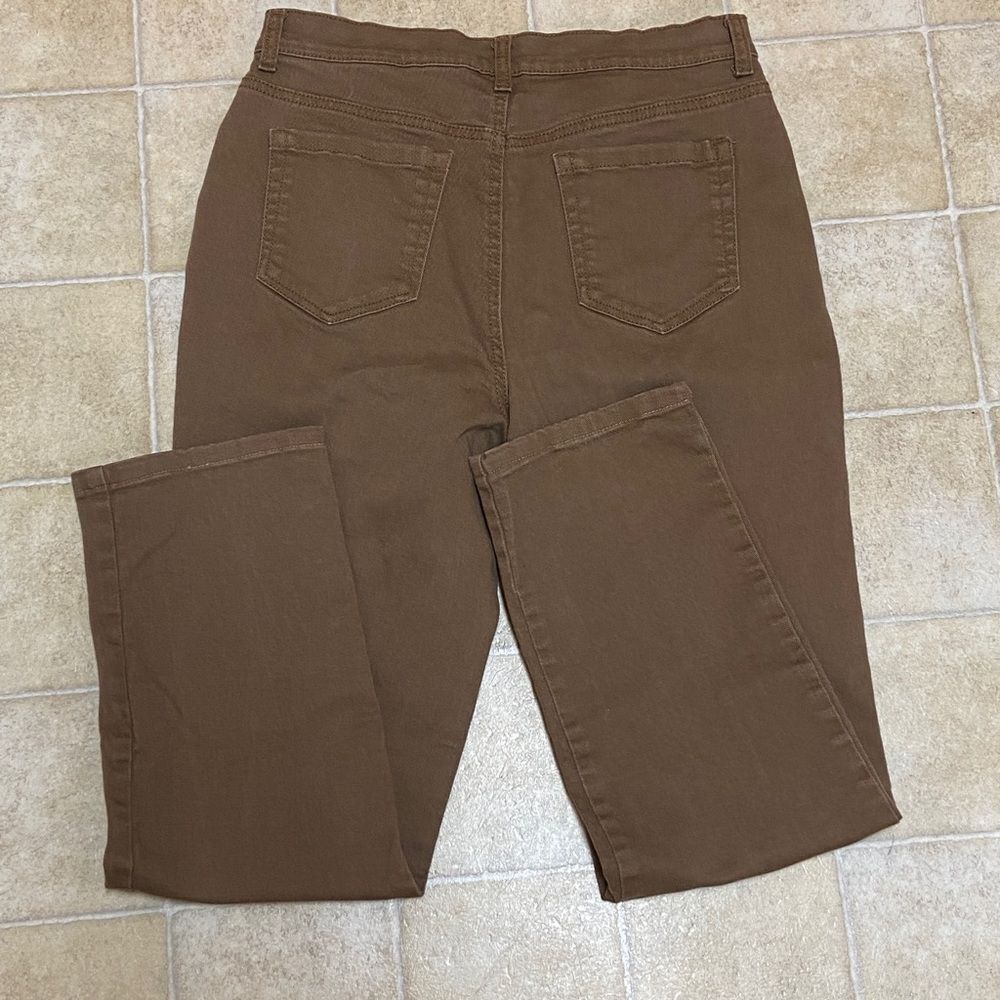 Style & Co Denim Brown Straight Leg with Cotton Twill Fabric and Zipper Closure